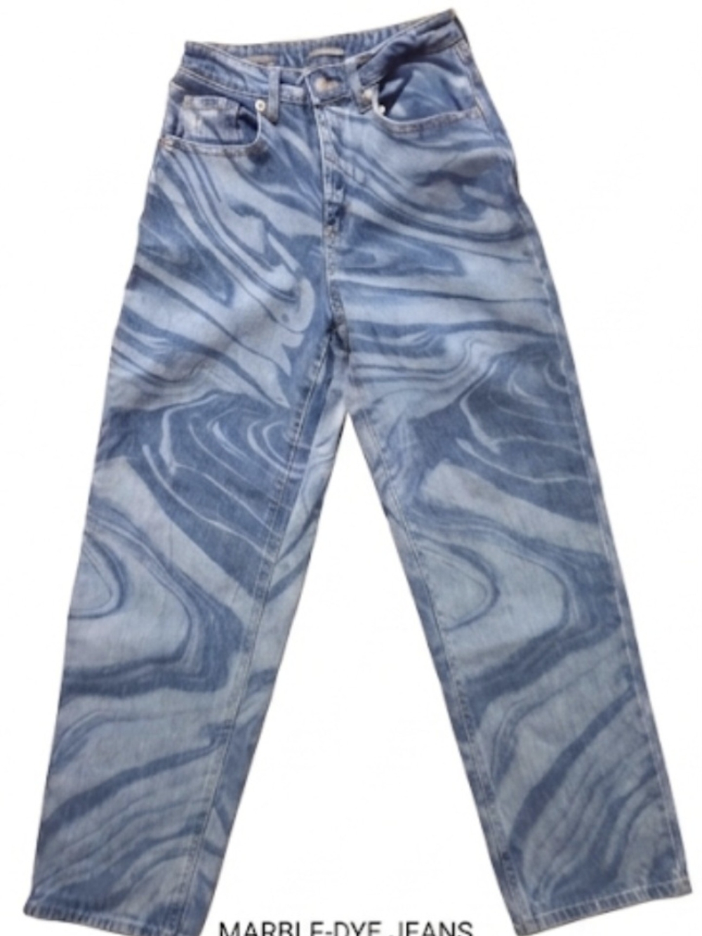 Womens Sz 00/24 wild fable Blue Swirl Jeans Marble-Dye Blue Relaxed Jeans